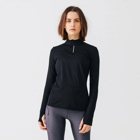 Women's 100 Long-Sleeved Half-Zip Running T-shirt